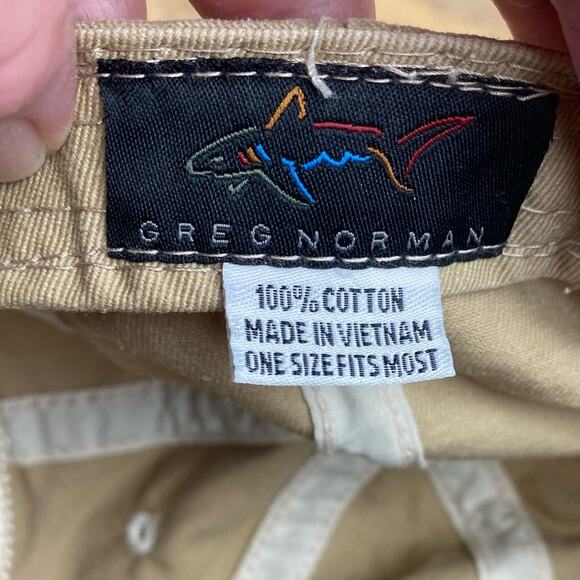 Greg Norman Shark Golf Hat Cap Adjustable Tan - Picture 2 of 7